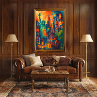 New York City Jazz Poster Abstract Vibrant Wall Art