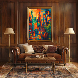 New York City Jazz Poster Abstract Vibrant Wall Art
