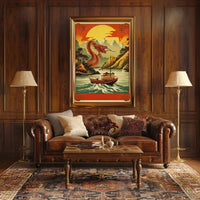 Dragon Soaring Over Serene River Poster