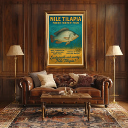 Nile Tilapia Vintage Aquatic Poster for Sustainability Enthusiasts