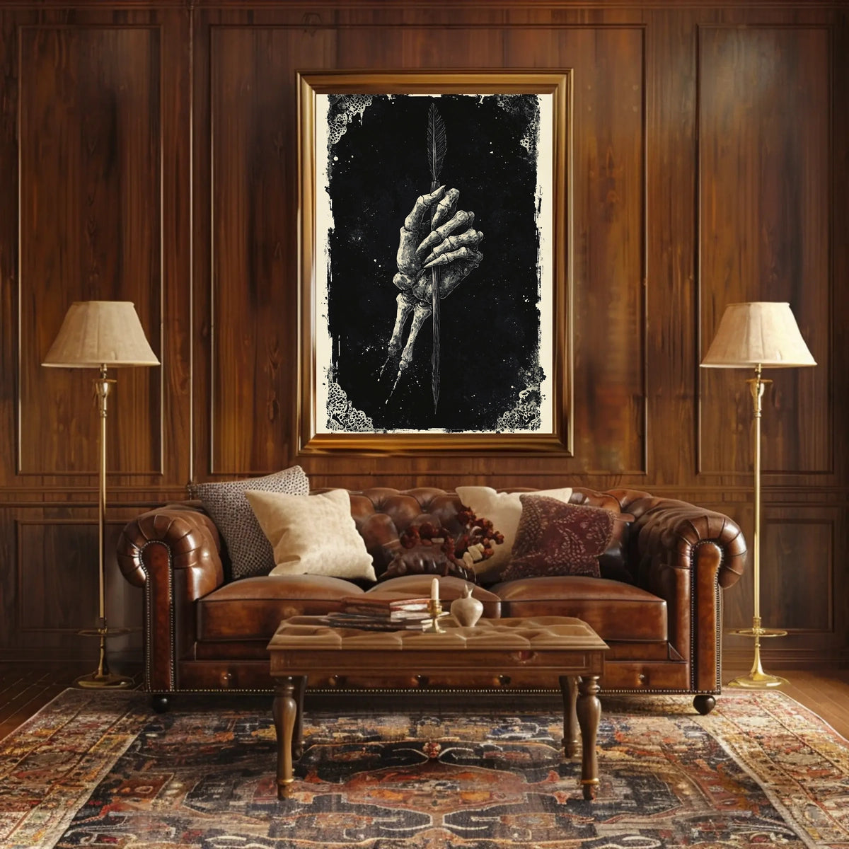 Eerie Dark Skeleton Hand with Arrow Art Print Poster
