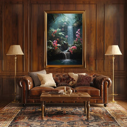 Tropical Waterfall Paradise: An Artistic Nature Poster