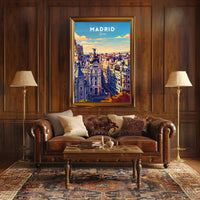 Madrid Skyline at Sunset Modern Travel Poster