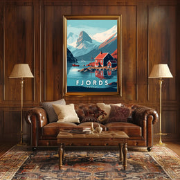 Norwegian Fjord Landscape Scenic Travel Poster