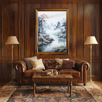 Serene Mountain Vista: Traditional East Asian Artistic Poster