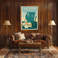 Jackson Mississippi Vintage Landmarks Cultural or Heritage Poster PosterGoat