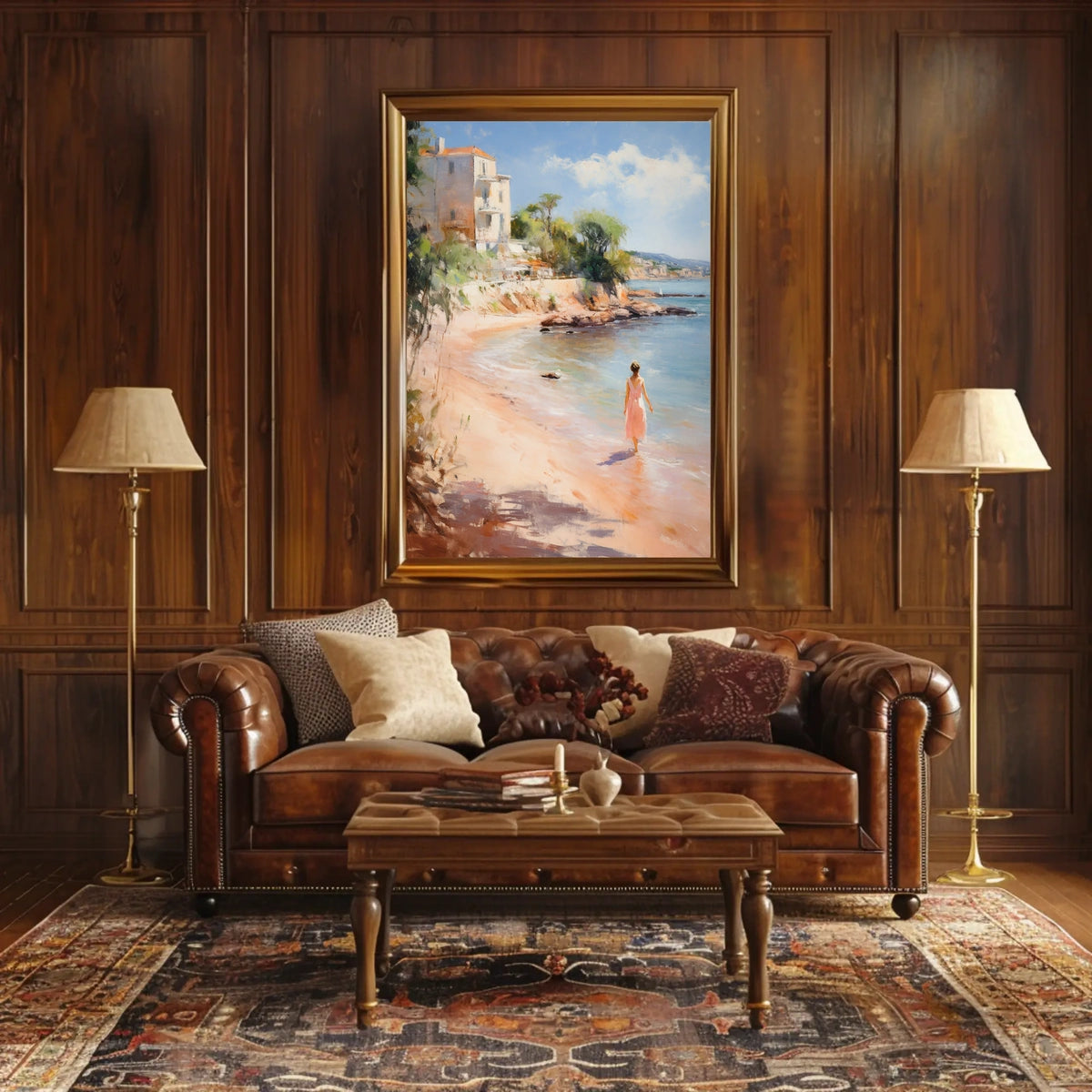 Serene Beach Walk Mediterranean Travel Poster