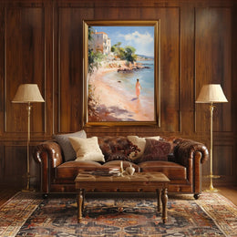 Serene Beach Walk Mediterranean Travel Poster