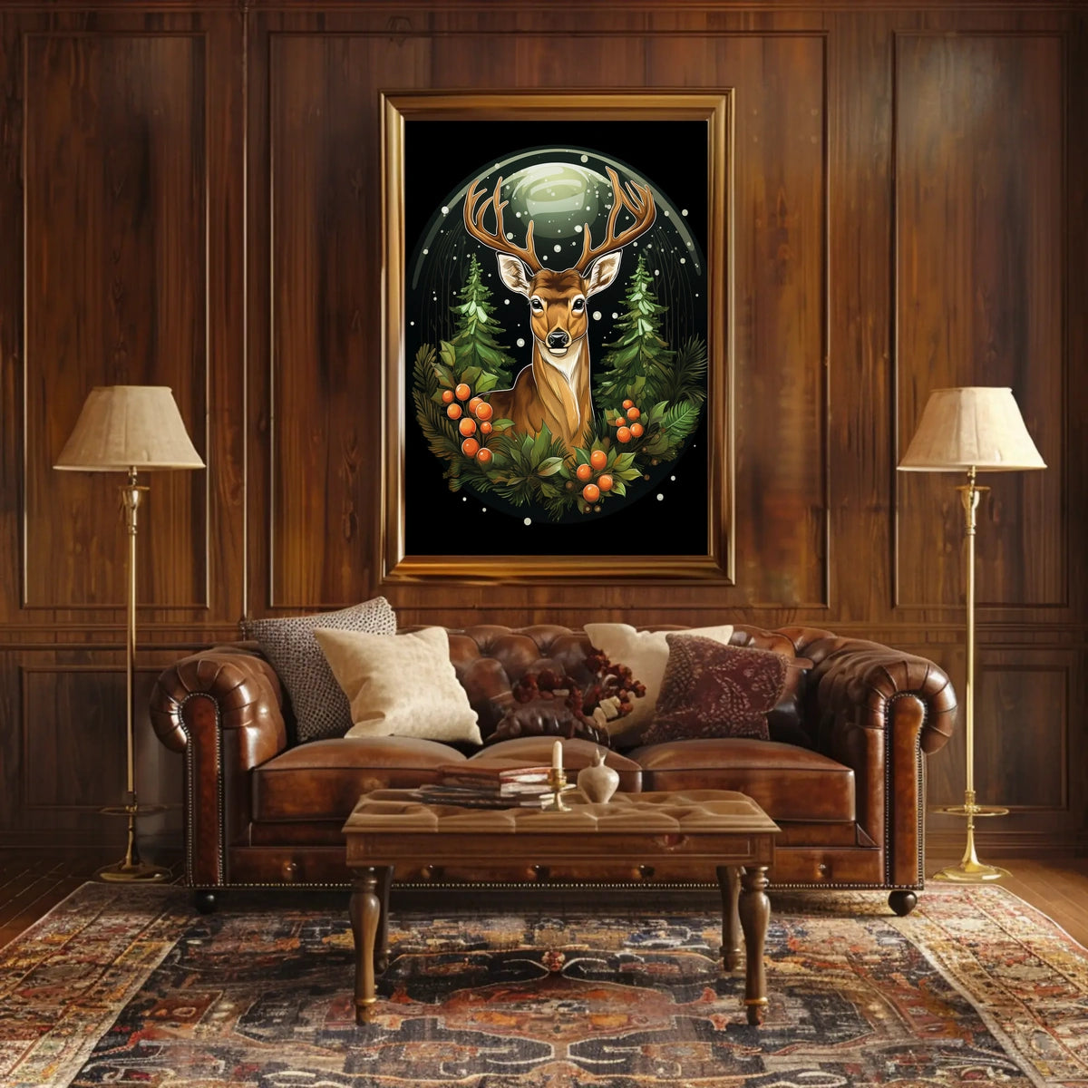 Majestic Deer In Winter Forest Poster