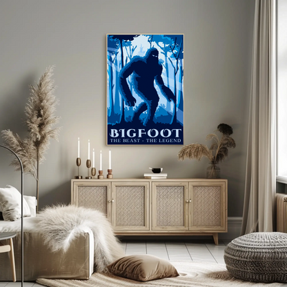 Bigfoot Silhouette Forest Legend Cryptid Poster Print