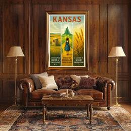 Kansas - Land of Oz and Wheat Poster