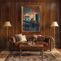 Toledo Ohio Vintage Cityscape Bridge Retro Typography Heritage Urban Pride Timeless Classic Poster