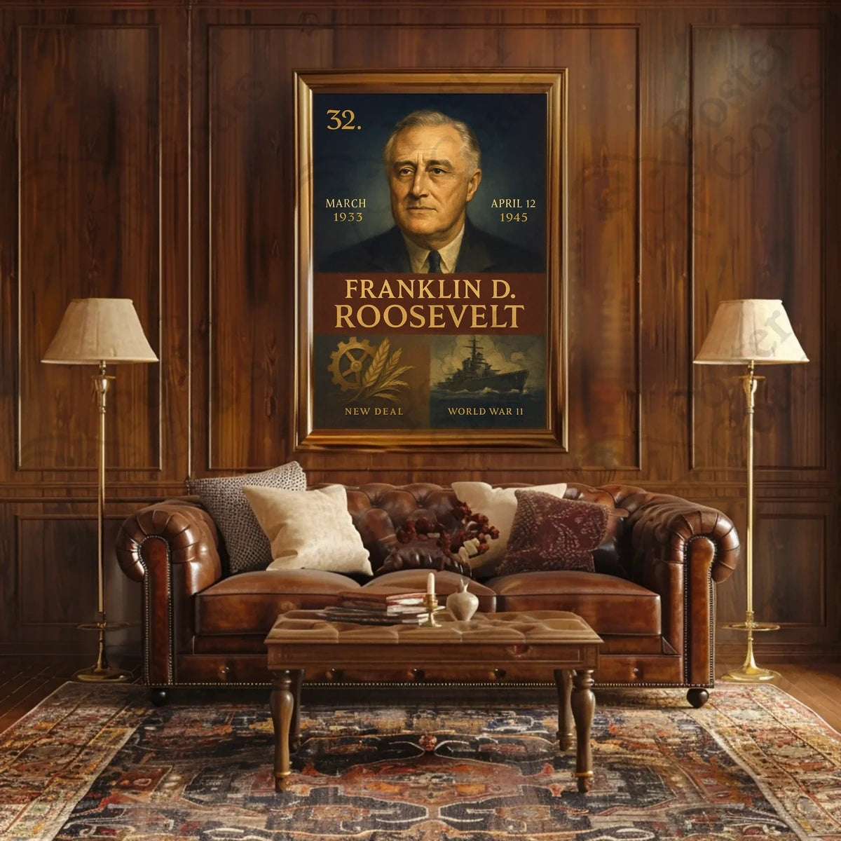 Franklin D. Roosevelt Vintage Historical Presidential Poster
