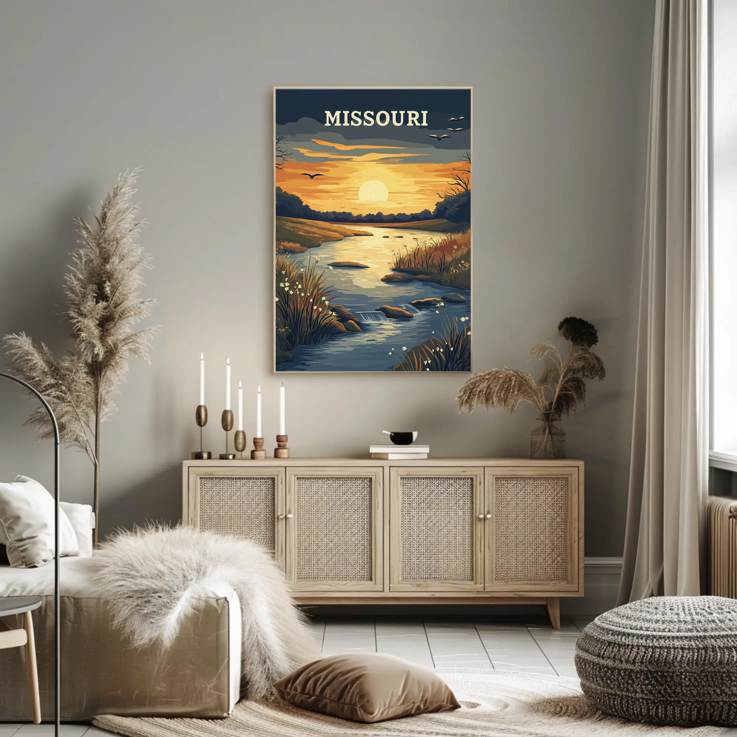 Missouri River Sunset Vintage Poster