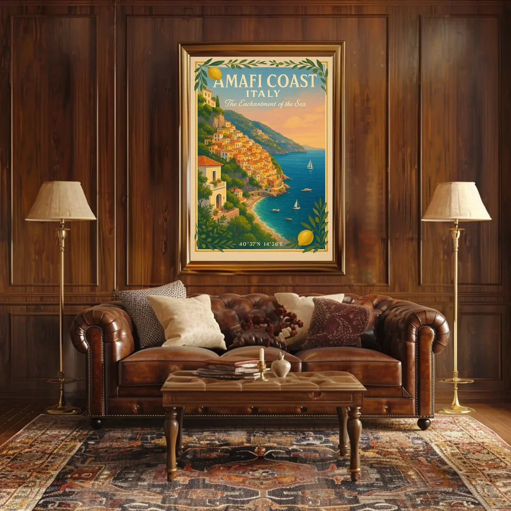 Amalfi Coast Coordinates Travel Poster