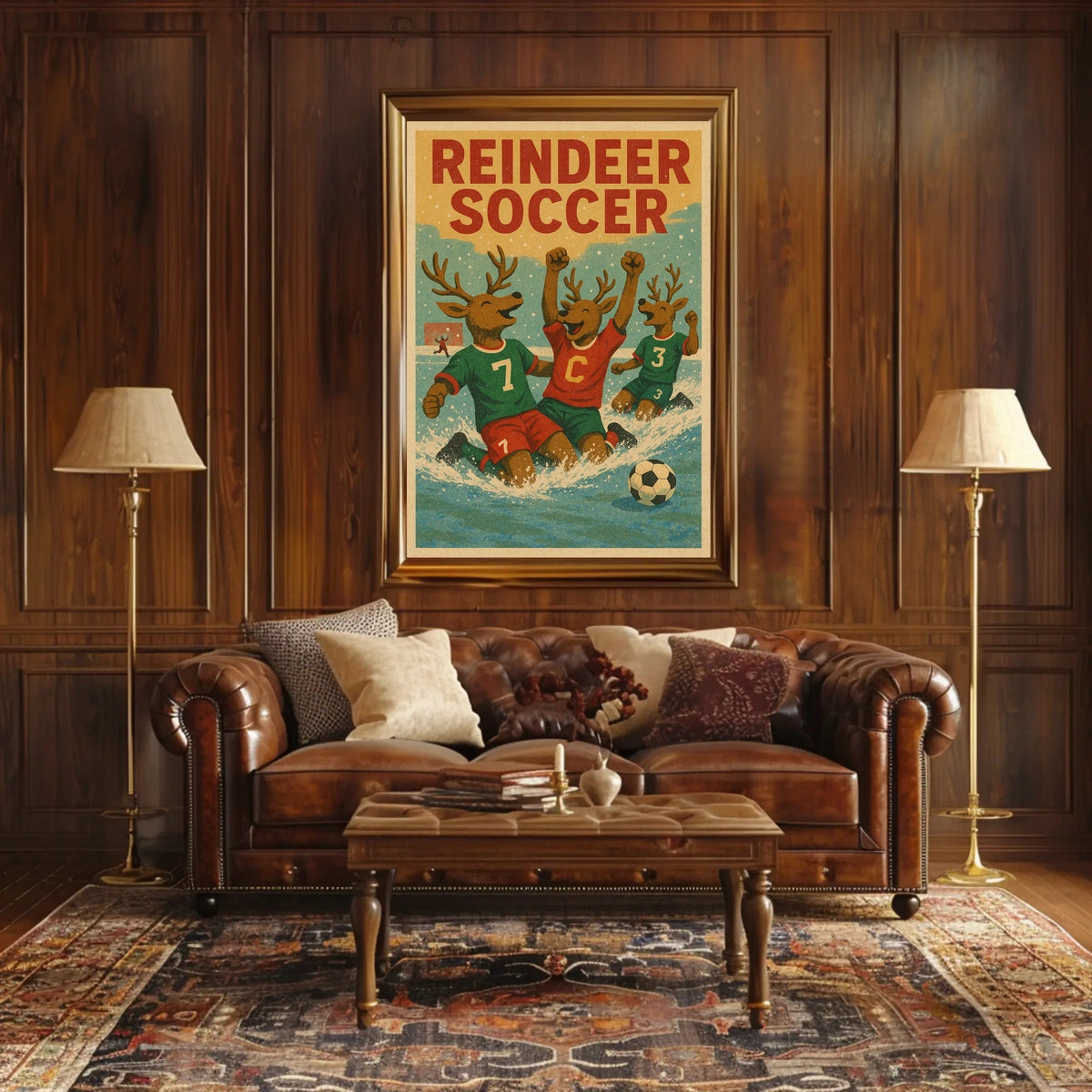 Reindeer Soccer Celebration Poster