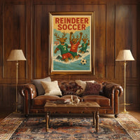 Reindeer Soccer Celebration Poster