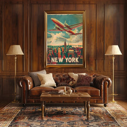 Vintage New York Aviation Poster Abstract Wall Art