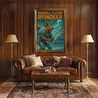 Baseball-Playing Reindeer Poster