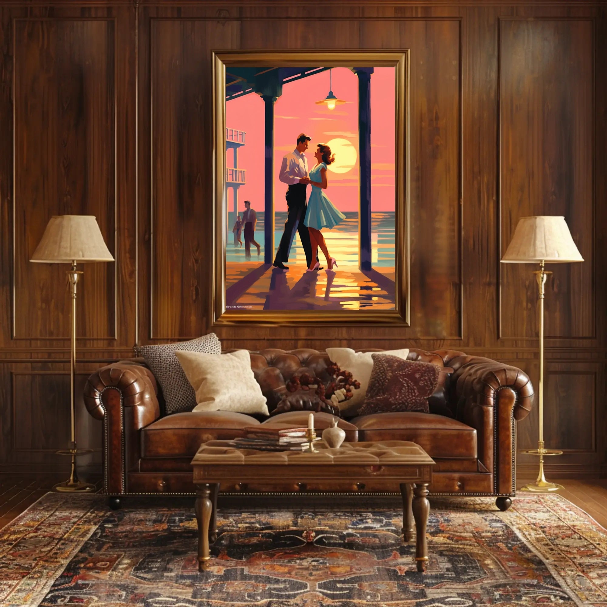Sunset Romance on the Pier Poster