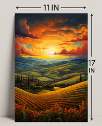 Sunset Over Rolling Hills Poster