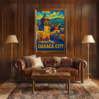 Oaxaca City Vibrant Mosaic Poster