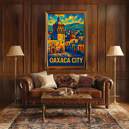 Oaxaca City Vibrant Mosaic Poster