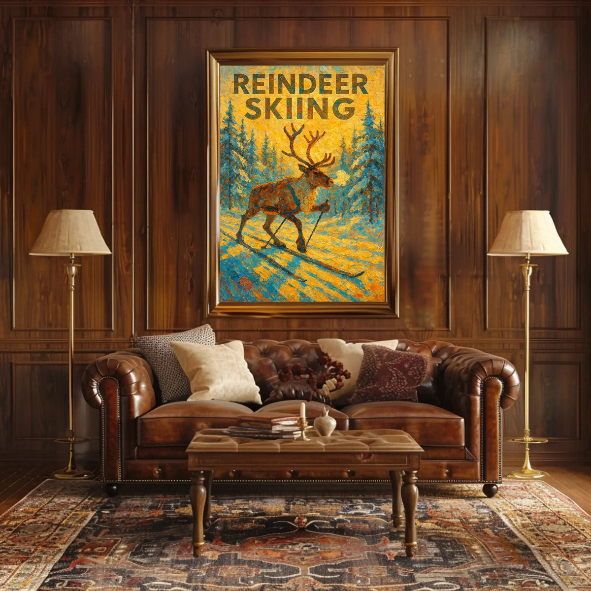 Reindeer Skiing Adventure Poster
