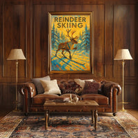 Reindeer Skiing Adventure Poster