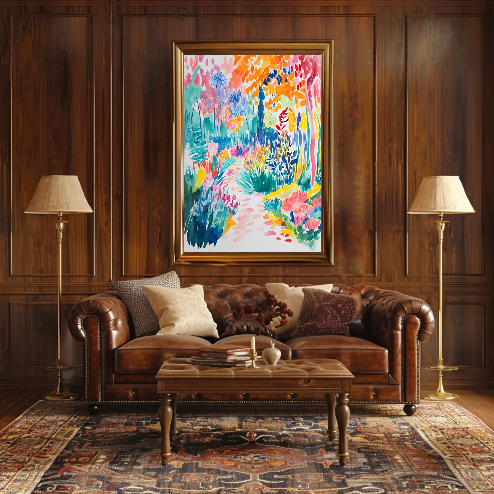 Vibrant Garden Scene Artistic Poster