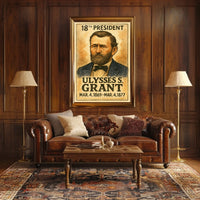 Ulysses S. Grant 18th President of the United States Exaggerated Cartoon Sketch Poster