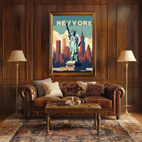 Statue Of Liberty New York City Poster Retro Wall Art