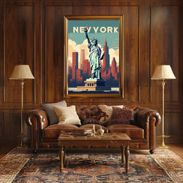 Statue Of Liberty New York City Poster Retro Wall Art