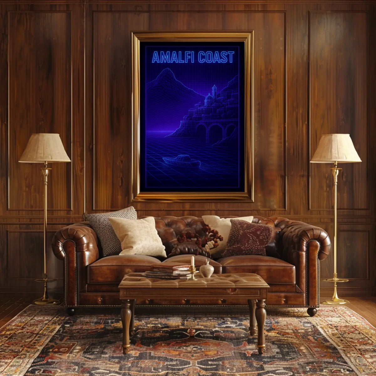 Amalfi Coast Futuristic Design Poster Wall Art For Decor
