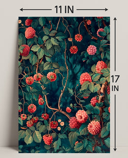 Vibrant Red Floral Scene Artistic Poster