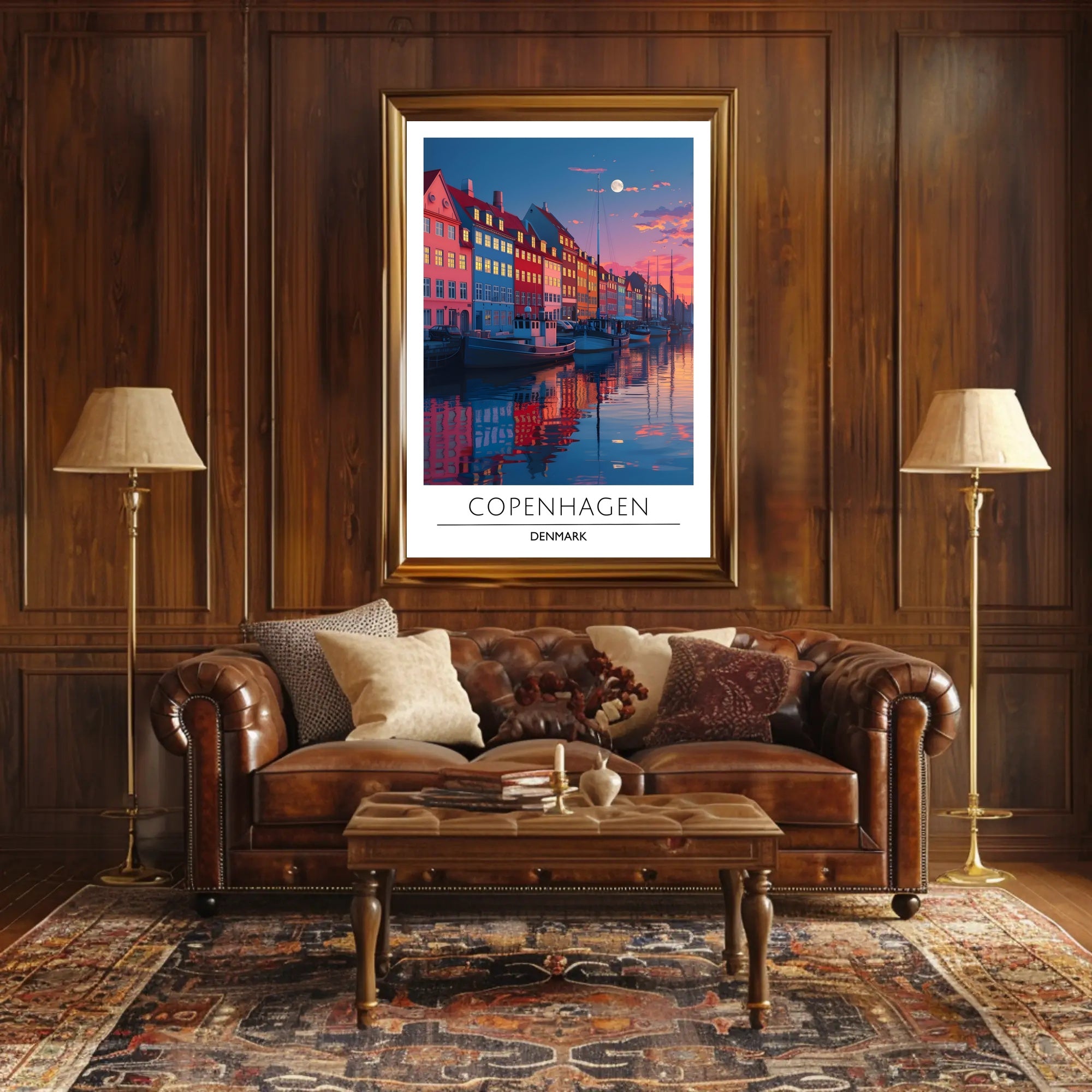 Copenhagen Nyhavn Twilight Scene Urban or Cityscape Poster
