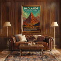 Badlands National Park Vintage Adventure Poster Print