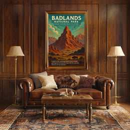 Badlands National Park Vintage Adventure Poster Print