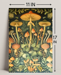 Mushroom Wonderland in Vintage Botanical Illustration Educational Poster