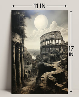 Moonlit Ruins Of Rome Poster