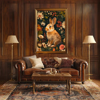 Floral Rabbit Portrait Wall Art Print