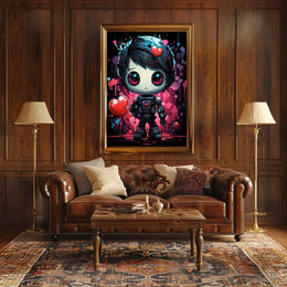 Cute Robotic Heart Poster: Futuristic Love Art