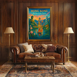 HONG KONG Cultural Fusion Vintage Art Poster