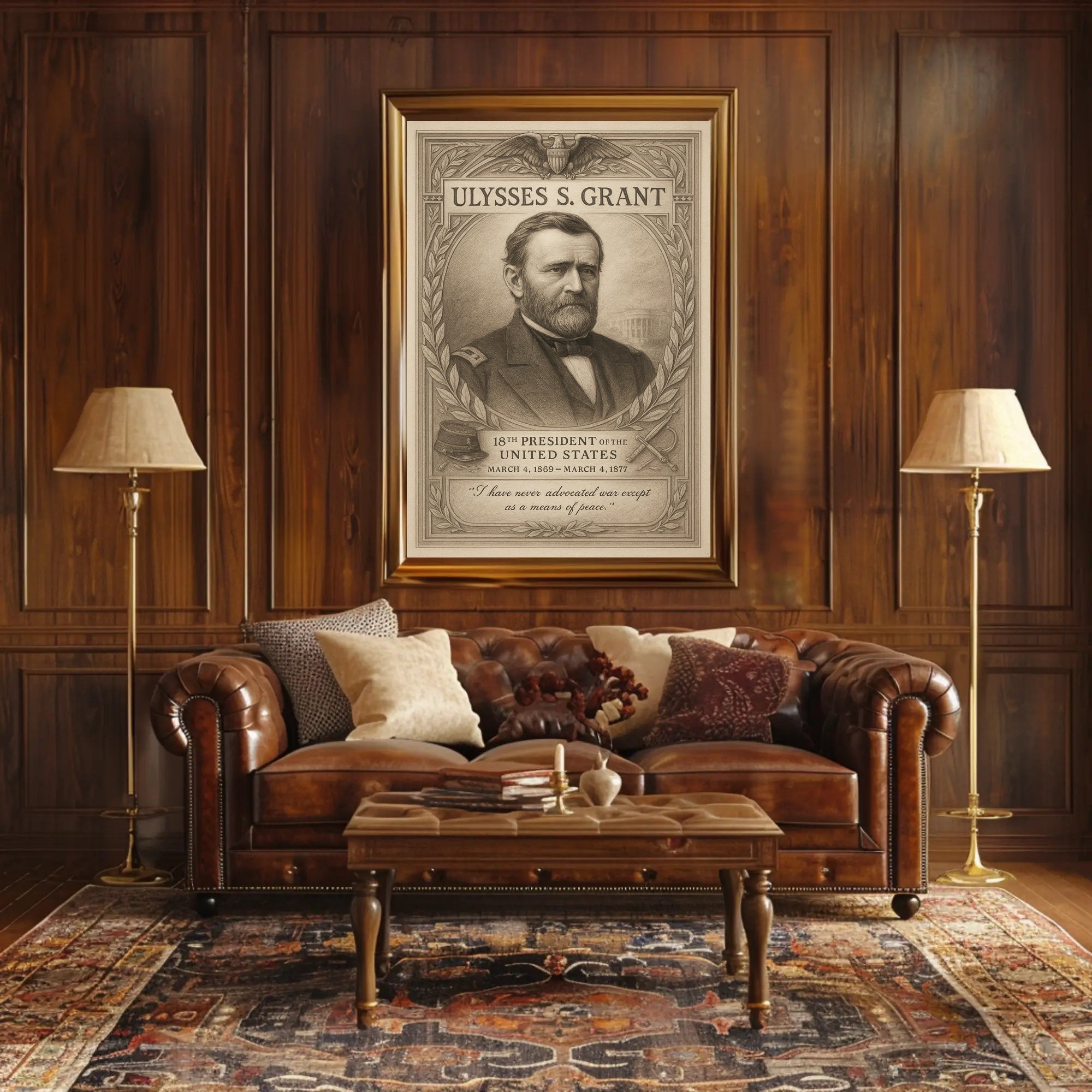 Ulysses S Grant 18th President Sketch Poster Art Print PosterGoat