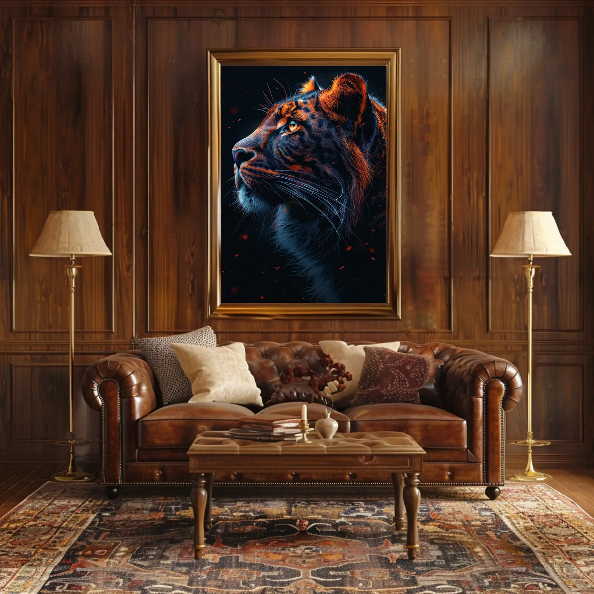 Majestic Tiger In The Night Poster