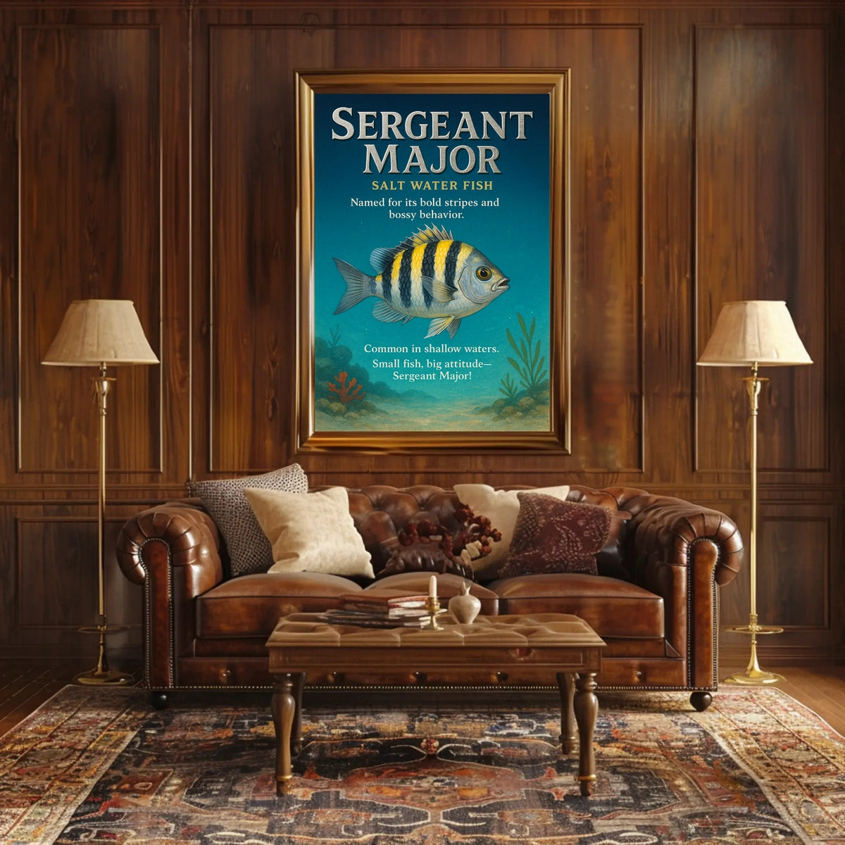 Sergeant Major Fish Bold Stripes and Big Attitude Poster