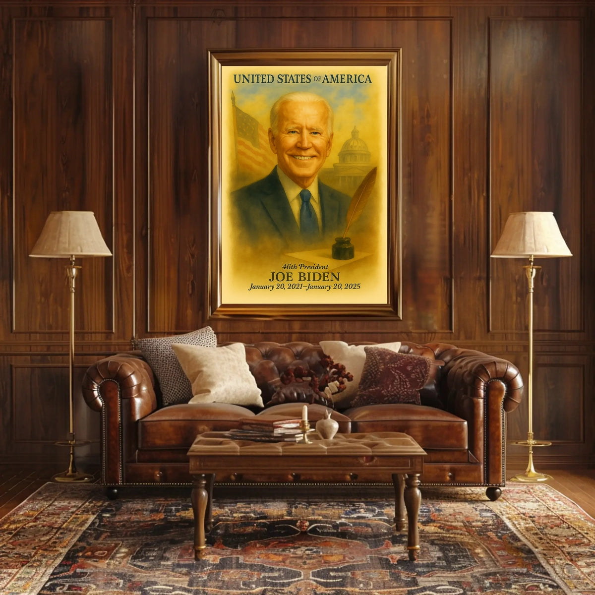 Joe Biden 46th President of the United States Vintage Watercolor Poster