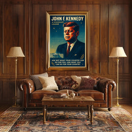 JFK Patriotic Retro Poster with Inspirational Quote