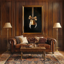 Golden Bell With Ribbon Poster