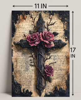 Roses And Cross Poster